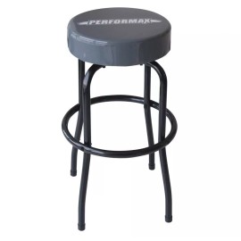 Performax 29" Gray Shop Stool Swivel Seat Tubular Steel Padded Cushion Garage Home Tool