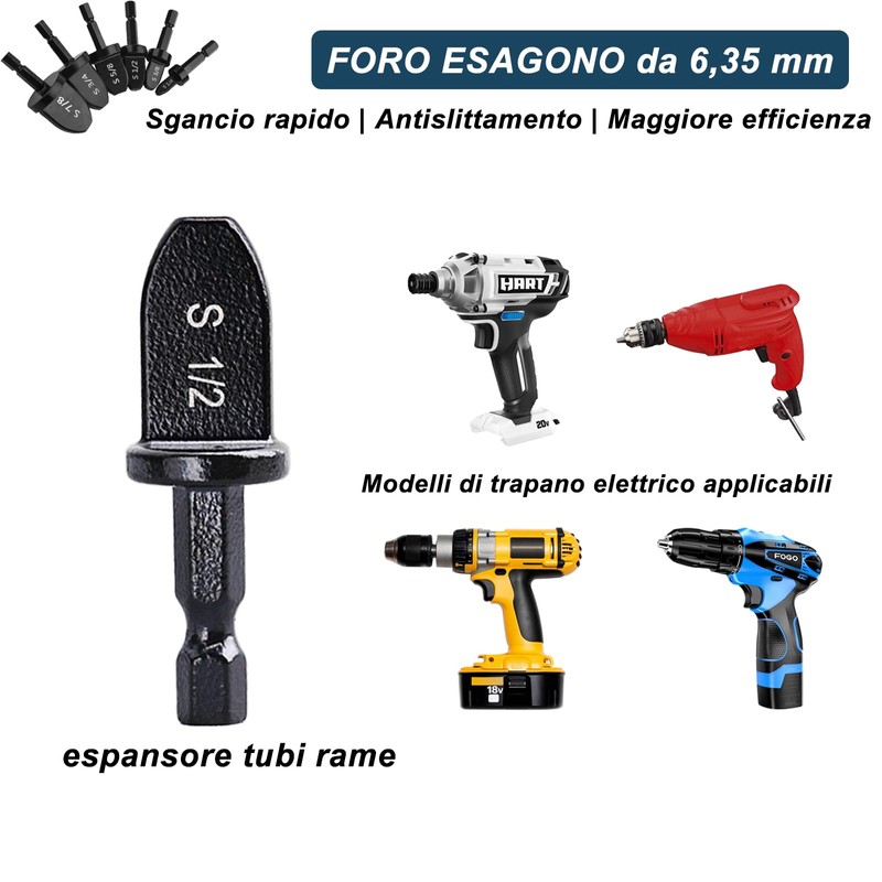 DODIYDO Copper Pipe Expander, 6 Pieces Expander for Copper Pipes,