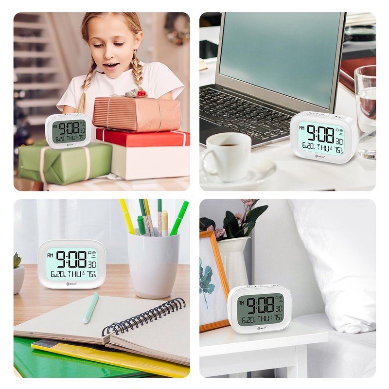 Geevon Alarm Clock for Bedroom, Small Digital Atomic Clock for