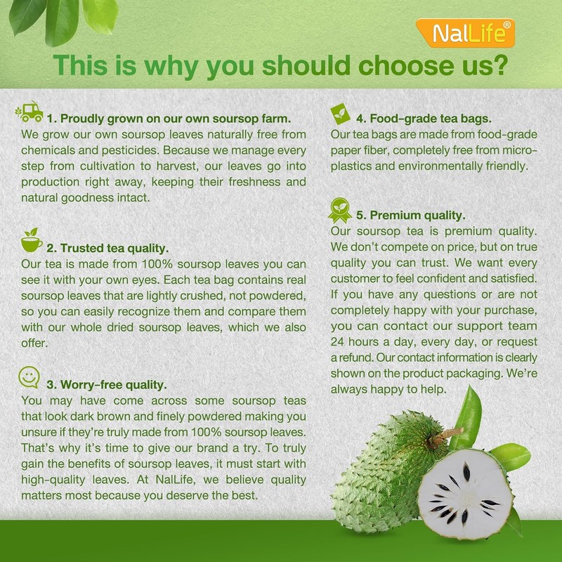 NalLife Soursop Tea Bags 50 Count Tea from 100% Soursop