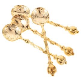 Alipis 4pcs Elegant Pattern Dessert Spoons , Stainless Steel Coffee Spoons for Tea, Ice Cream, and Dessert Serving