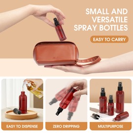 100Pack Small Spray Bottles 2oz, 60ml Travel Spray Bottle Bulk Black Fine Mist Sprayer, Empty Refillable Containers Portable Cosmetic Plastic Spray Bottles for Cleaning, Misting & Skin Care-Brown