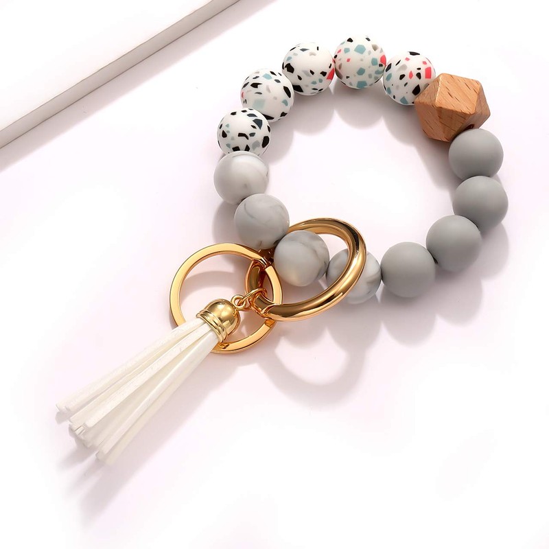 boderier Silicone Bead Key Ring Keychain Bracelet Wristlet Band Bracelet