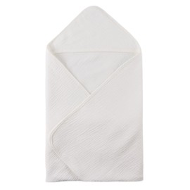 MniJiza Baby Hooded Towel Infant Muslin Cotton Bath Towel Newborn Soft Absorbent Towels (White)