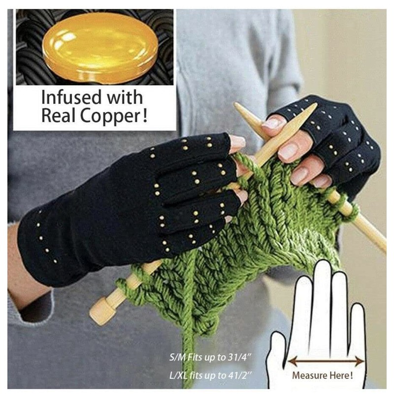 Copper Care Copper Infused Compression Gloves Large (Black, Large, XLarge,