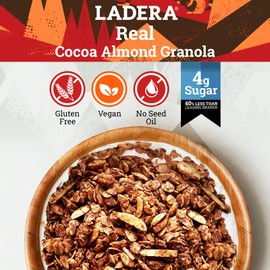 Ladera Cocoa Almond Granola - Low Sugar Chocolate Breakfast Cereal, Gluten Free & Vegan, Honest Ingredients, 11 OZ