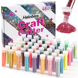 Halobios 48 Colors Glitter Set with Gift Boxes, Extra Fine Glitter Powder for DIY, Nail Art, Body, Hair, Face, Make up, Craft Glitter for Epoxy Resin, Slime, Christmas Decoration