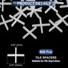 sourcing map 800Pcs Tile Spacers, 2mm 3/32" Cross Shape Wall