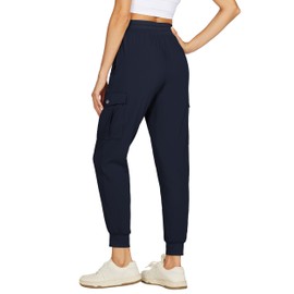 Willit Women's Hiking Pants Cargo Joggers Lightweight Quick Dry Athletic Workout Travel Casual Pants Pockets Deep Blue 3XL