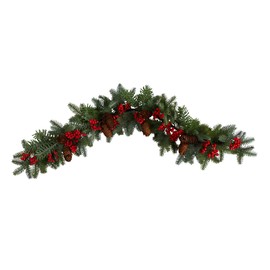 Nearly Natural 40in. Pines, Red Berries and Pinecones Artificial Christmas Garland