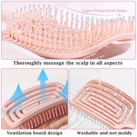 KISUOMAOYI Detangle Hair Brush,Curved Vent Brush and Hair Detangler, Easy Detangling Vented Hair Styling Comb Salon for Long Thick Curly Straight Dry Wet Hair,Styling Hair Brush for Women&Men(Purple)