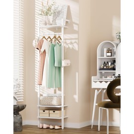 YMYNY Coat Rack Wall Mounted, 70.87H Clothes Garment Rack, Freestanding Tall Closet Organizer,Industrial Clothes Stand for Entryway Hallway Bedroom White UHGR003W