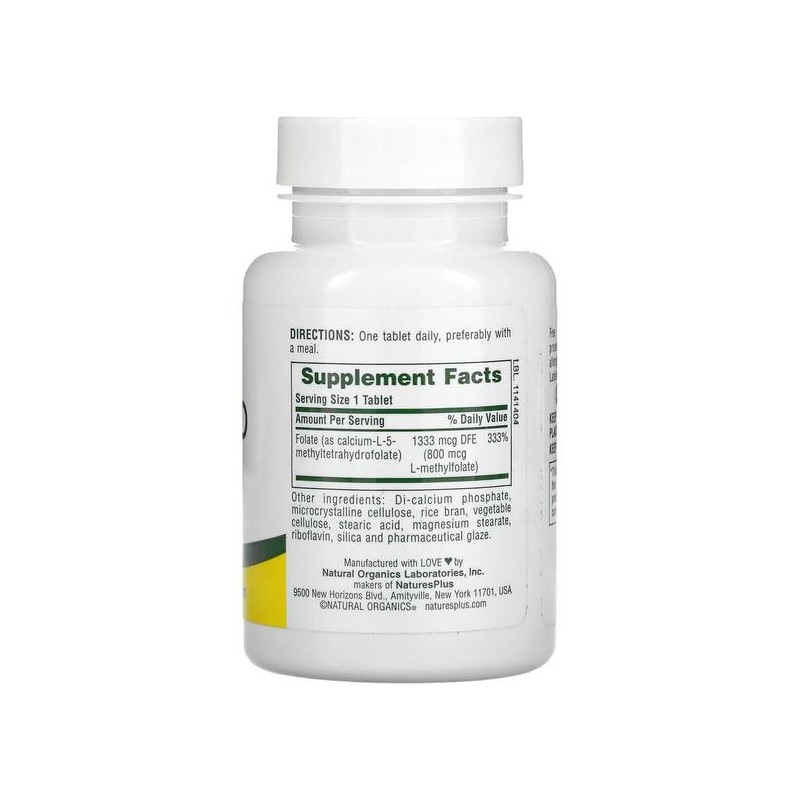 [해외직구] 네이처스플러스 엽산 폴릭엑시드 메틸폴레이트 800mcg 90정 2팩 NaturesPlus Folic