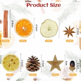 52 Pieces Christmas Decoration Advent Wreath Decoration Set, Christmas Craft Set, Creative Christmas Spot Pourri Natural Decoration with Orange Slices, Cinnamon Snails, Oil Pine, Acorn, Star Anise