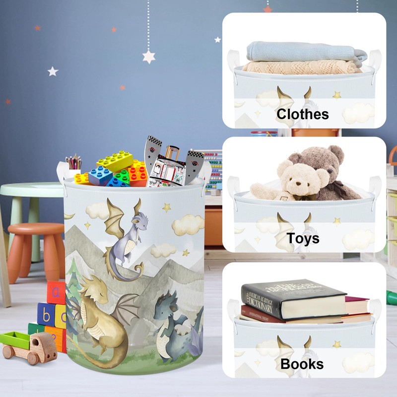 Clastyle 45L Kids Cute Dragon Nursery Hamper Mountain Tree Dirty