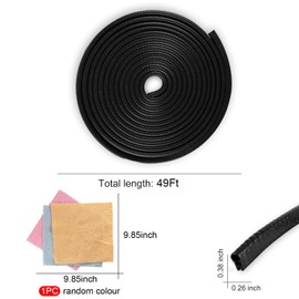 SINGARO 49Ft (15M) Car Door Edge Guard, No Glue Car Door Entry Guard Protective Strip, Rubber Edge Trim Car Door Protector, Applicable to Car, Truck, SUV and ATV, Car Exterior Accessories（Black）
