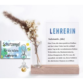 Lehrerin Geschenk Acryl Geschenk+ Karte+Schutzengel Geburtstagsgeschenk Lehrerin, Beste Lehrerin, Lehrerin Geschenk, Deko Lehrerin, Geschenk Abschied Erzieherin Kita Kindergarten