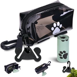 Dog Waste Bag Dispenser Dog Poop Bag Dispenser for Leash Accessory Dog Poop Bag Holders Fits Dog Leash Include Hand Free Holder, Clear, No-PU (Clear - Small Bag, Clear - Small Bag)