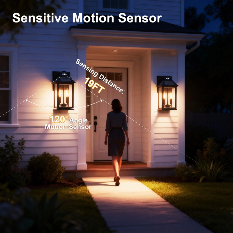 Solar Porch Lights Outdoor: Solar Wall Sconce Lights with Motion
