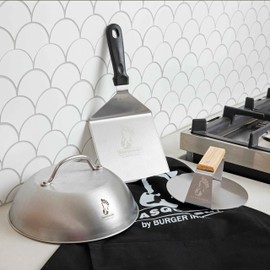 The Sasquash 'Tallboy' Melting Dome - Professional Grade 9" Wide Smashed Burger Griddle Cheese Lid - Matte Stainless Steel Skillet and Flattop Basting and Steaming Cover