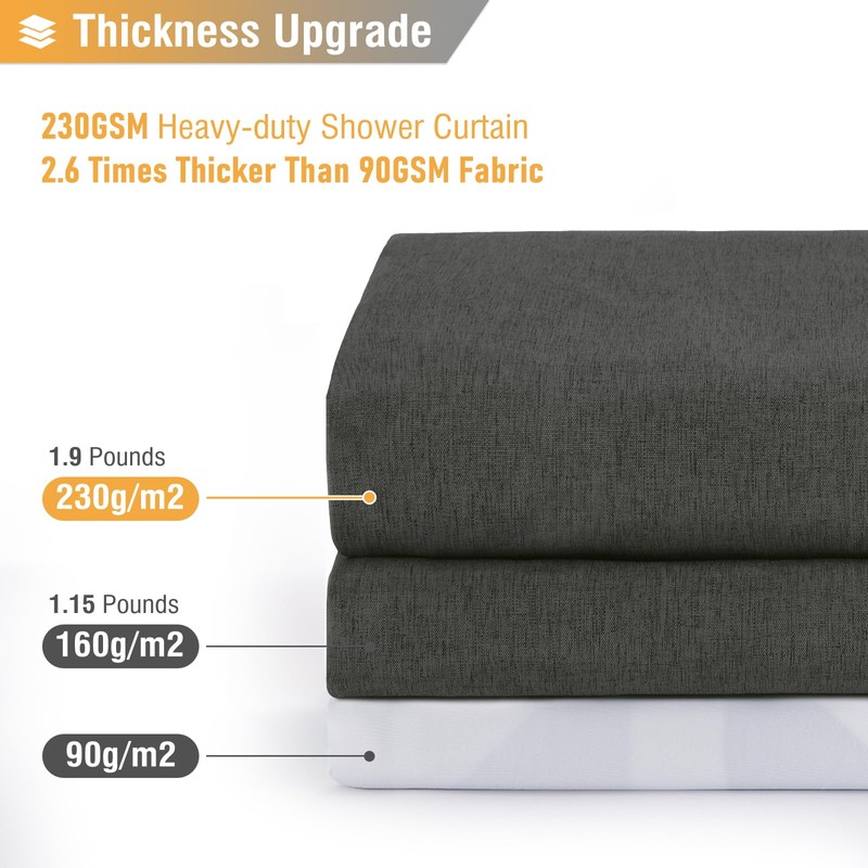 BTTN Grey Extra Long Shower Curtain, 72x96 Inch Long Linen