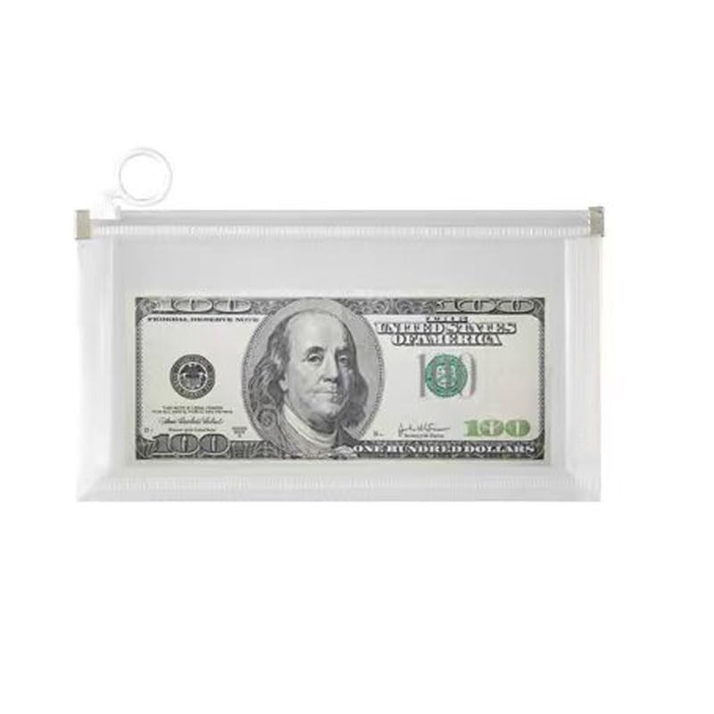 Croshuki 4pcs 4x8 inch Clear Plastic Money Bag Cash Envelope