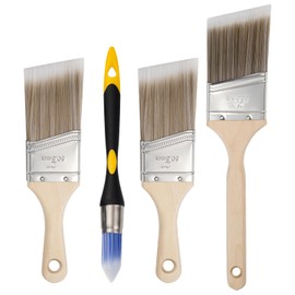 Mister Rui Paint Brush Set, 4 Pack Angle Brushes Professional Trim, Cabinet & Wall Paint Brushes for Oil, Latex, Synthetic Bristles, No Shedding