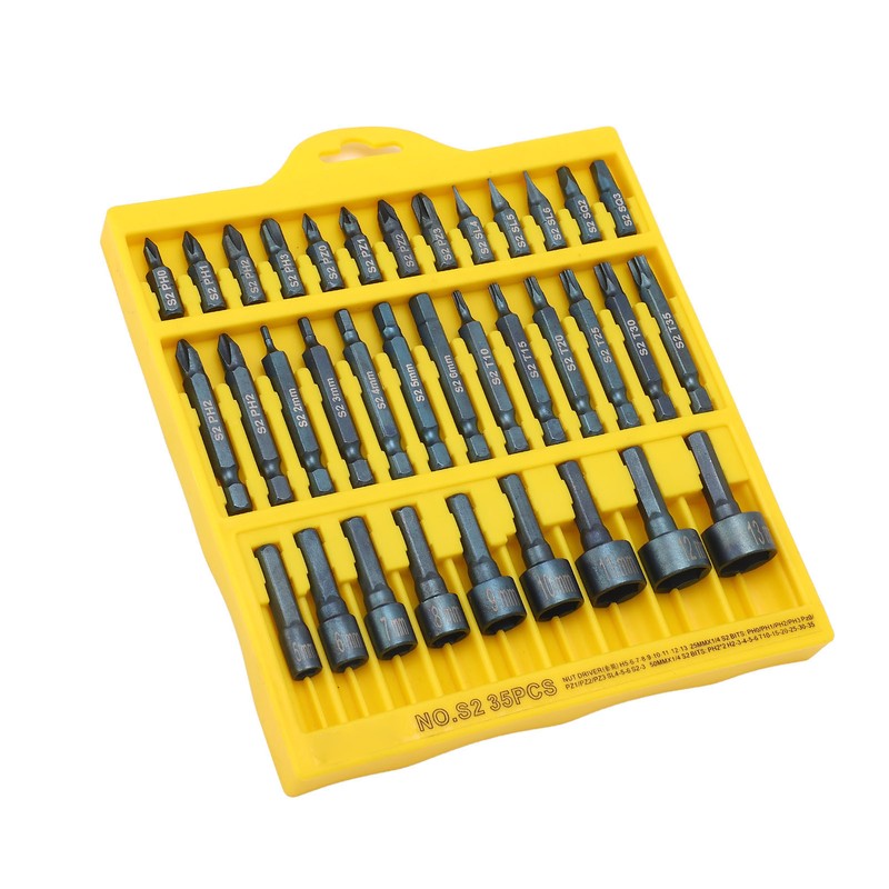 35Pcs Screwdriver Bit Set Magnetic S2 Steel 1/4in Hex Shank