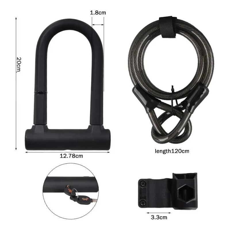 Candado Para Bicicleta Y Moto Con Contra Agua Acero Cadena