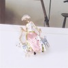 Funny Dog-Walking Modern Girl Brooch Pin For Women Lady Fashion