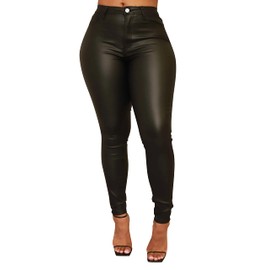 Zebaexf Women's Faux Leather Leggings Pants Black Sexy Stretchy High Waisted Tights