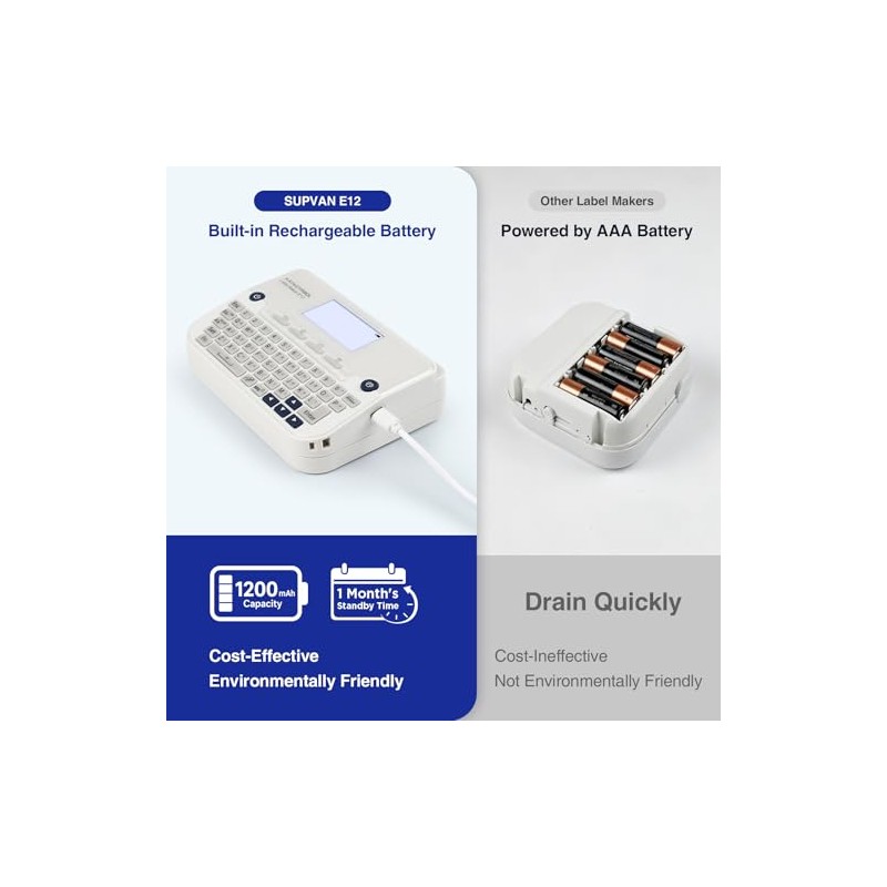 SUPVAN Máquina etiquetadora Bluetooth E12, compatible con teclado y aplicación