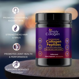 Simply Collagen® Hydrolyzed Collagen Peptides - Enhances & Strengthens Hair,...