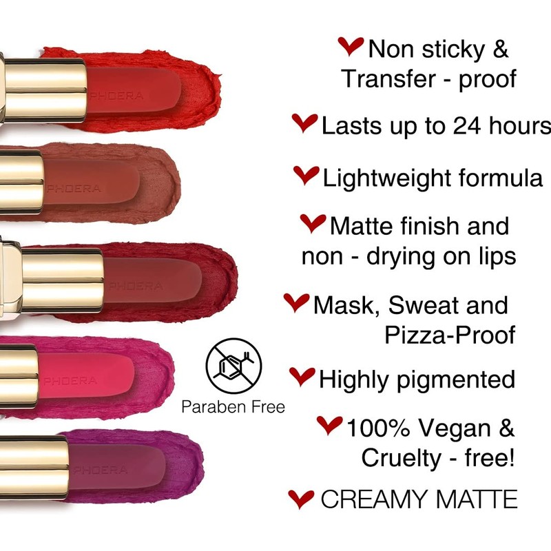 Phoera Non Transfer Lipstick Waterproof, smudge-proof and mask-proof feeling weightless