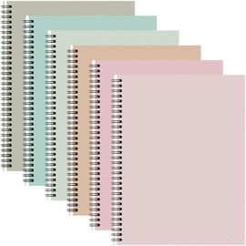 Glenmal 6 Pcs Spiral Notebook for Work A4 8.5 x 11'' College Ruled Spiral Journal Notebook Kraft Cover Ruled Paper, 120 Sheets 240 Pages for Office Study Supplies(Bohemian Colors)