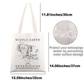 JNIAP Middle Earth Map Tote Bag Rings Movie Inspired Gifts The Shire Gifts Middle Earth Gifts Middle Earth Merchandise (going there tb)
