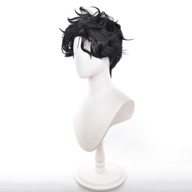 Soyusunny Short Cosplay Wig Costume Halloween Wigs for Women Men (Black)