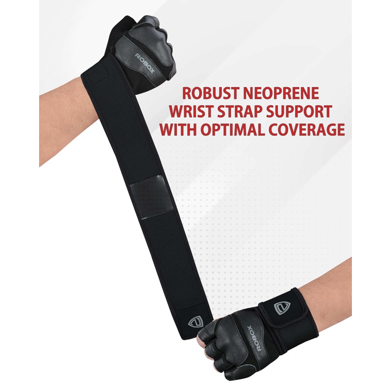 ROBOX Weightlifting Wrist Support Gloves, Gym Heavy Lifting Breathable Palm