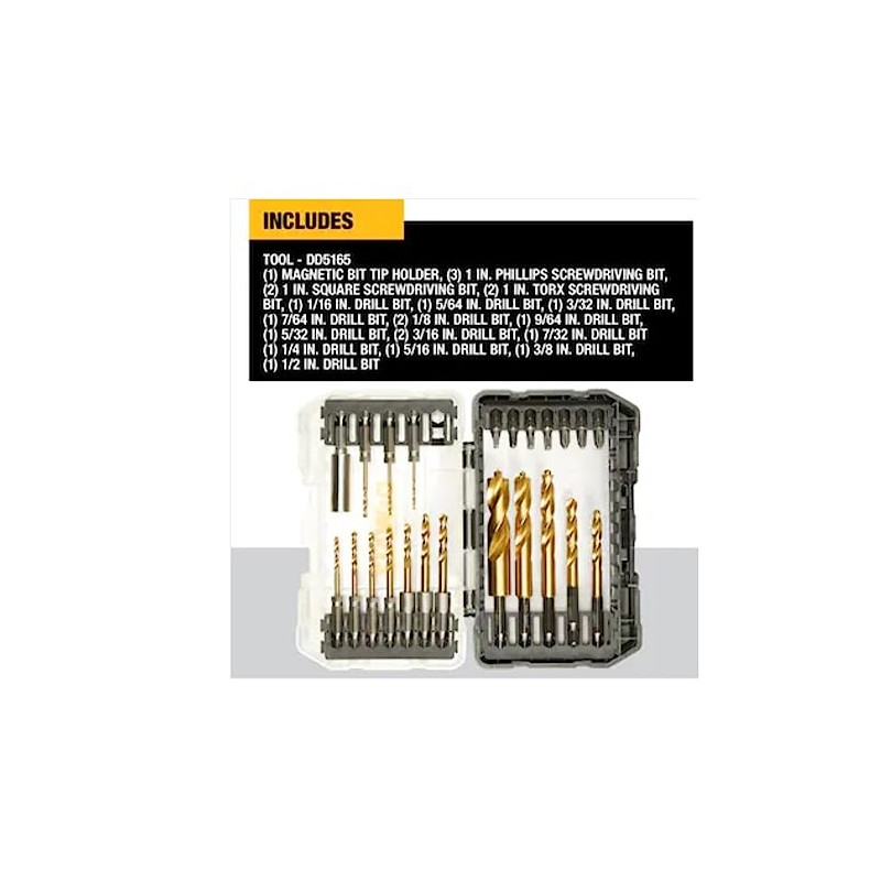 DEWALT 23 Pc Hex Titanium Nitride Twist Drill Bit Set,
