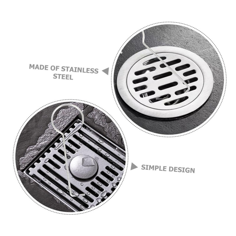 WOONEKY 10pcs Floor Drain Lifting Hooks Stainless Steel Drain Grate