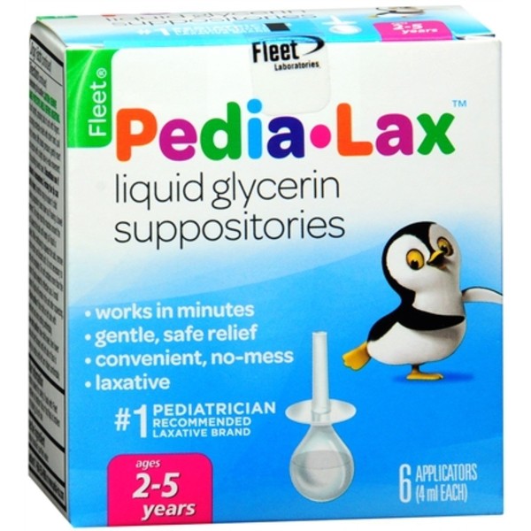 Fleet Pedia-Lax Liquid Glycerin Suppositories 6 Each (Pack of 5)