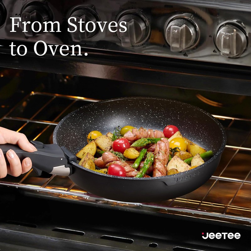 JEETEE Pots and Pans Set Non Stick 17pcs, Kitchen Cookware