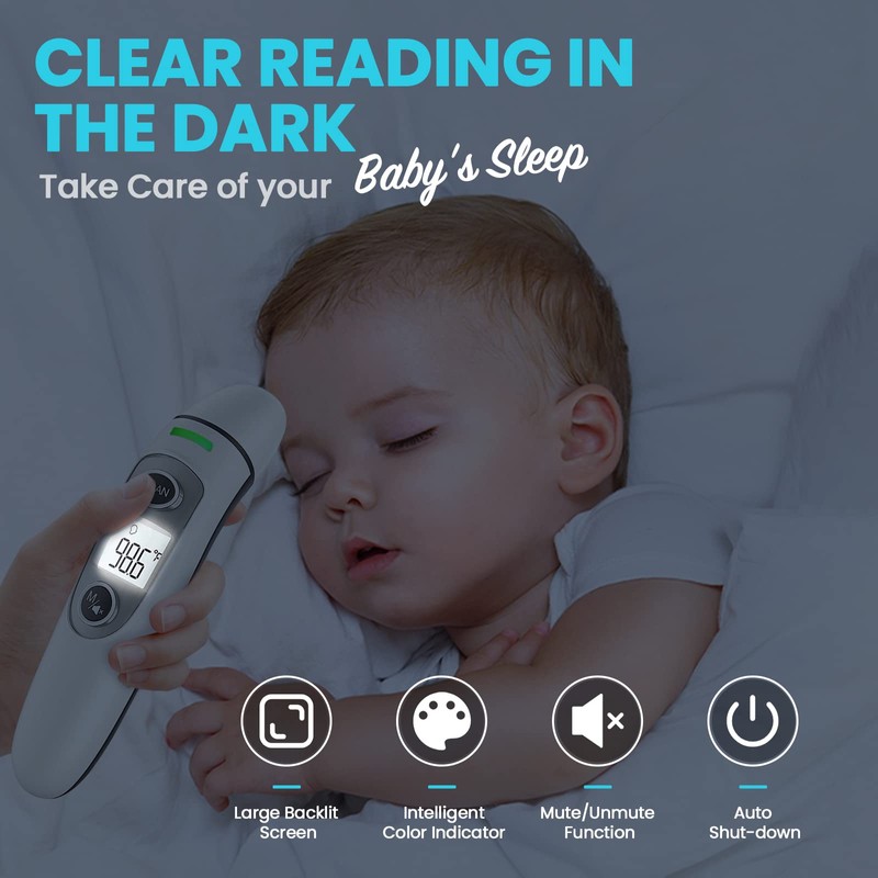 Infrared Thermometer for Adults,Forehead and Ear Thermometer for Fever, Babies,