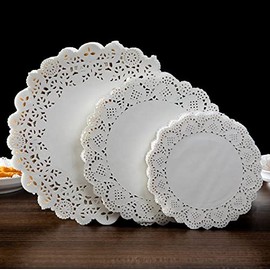 White Round Lace Paper Doilies 10.5 Inch Disposable Lace Placemats for Food, Desserts,Cakes, and Baked Treats, Pack of 100