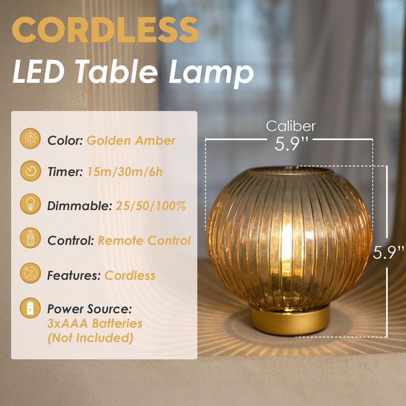 ULAROOM Battery Operated Lamp with Remote Control, Battery Powered Table
