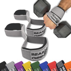 BEAR GRIP - Premium Figure 8 weight lifting straps (sold in pairs) (Grey)