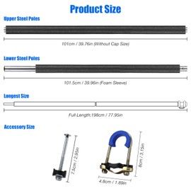 GSDOTZAP 1PCS 10-16Ft Replacement Trampoline Pole, Universal Trampoline Net Replacement Poles with Foam Sleeve, Compatible with Legs of Up to 1.65"/4.2CM Diameter