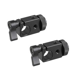 CAMVATE 15 mm Single Rod Clamp Adapter with Black Knurled Screw Lock Knob (Pack of 2)