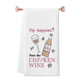 JTOUK Wine Inspired Kitchen Towel Birthday Housewarming Gift for Wine Lover (Sip Towel EU)