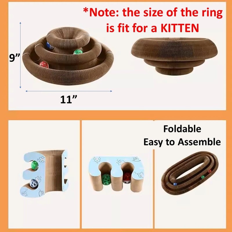 Kitten Foldable Scratch Ring Interactive Toy Ball Scratcher Kitten Easy